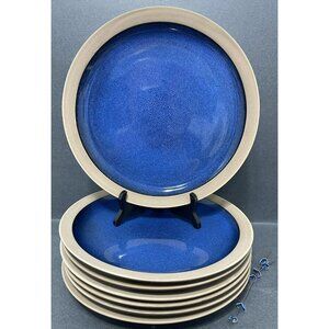 Over And Back Northern Lights Dinner Plates Blue Cobalt Brown 11 In Round Set 7